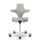 HAG Capisco 8106 ergonomischer Bürostuhl mit Sattelsitz Bezug Steelcut Trio hellbeige Gestell weiß