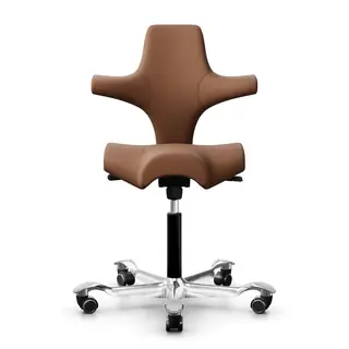 HAG Capisco 8106 ergonomischer Bürostuhl mit Sattelsitz aus Premium Leder, poliertes Fußkreuz - Produktbild 1
