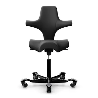 HAG Capisco 8106 ergonomischer Bürostuhl mit Sattelsitz aus Semi-Anilinleder schwarz