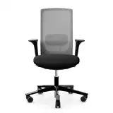 HAG Futu Mesh ergonomischer Bürostuhl Sitzbezug schwarz mit Leder-Armlehnen