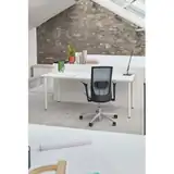 HAG Futu Mesh ergonomischer Bürostuhl Sitzbezug schwarz mit Leder-Armlehnen