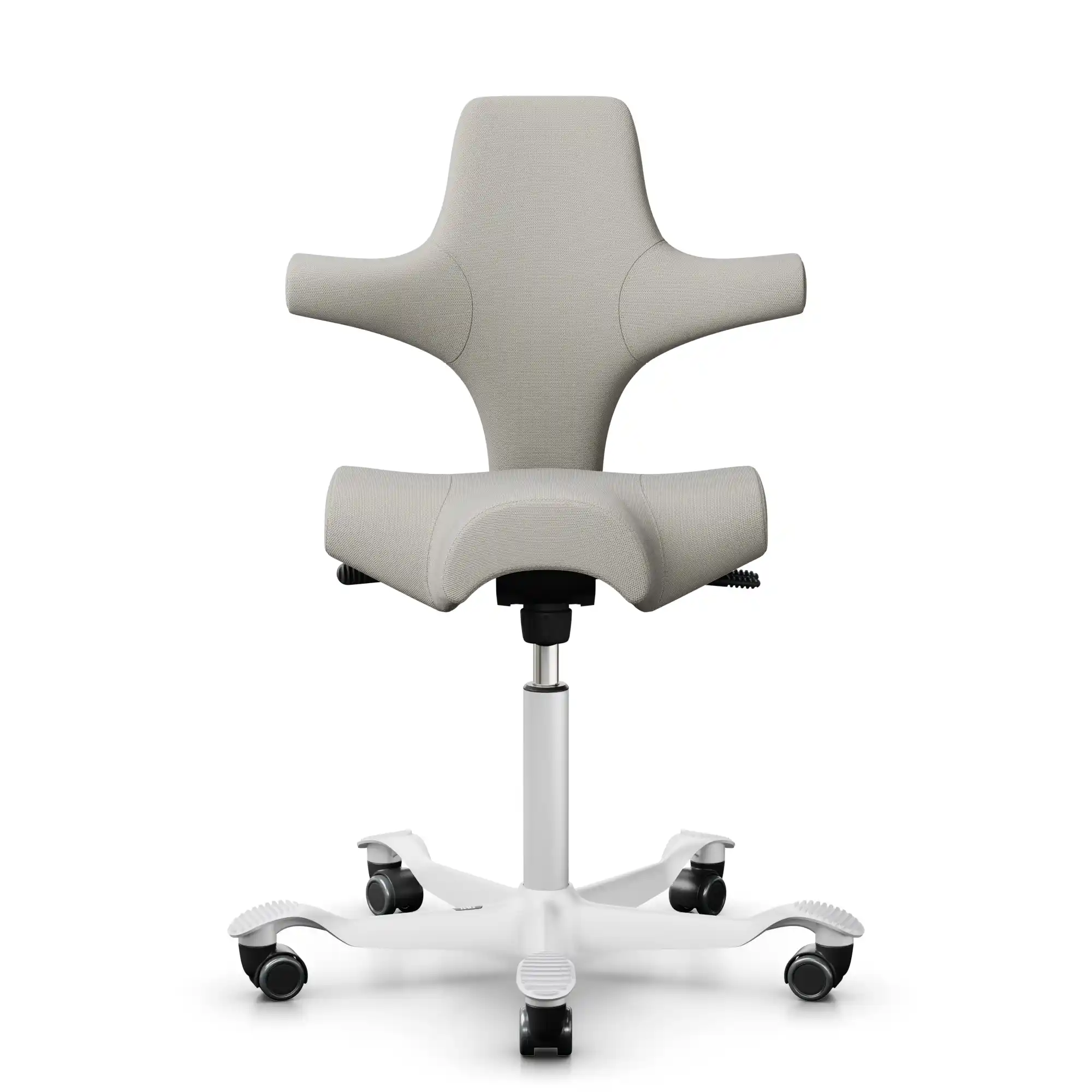 HAG Capisco 8106 ergonomischer Bürostuhl mit Sattelsitz Bezug Steelcut Trio hellbeige Gestell weiß - Produktbild 1