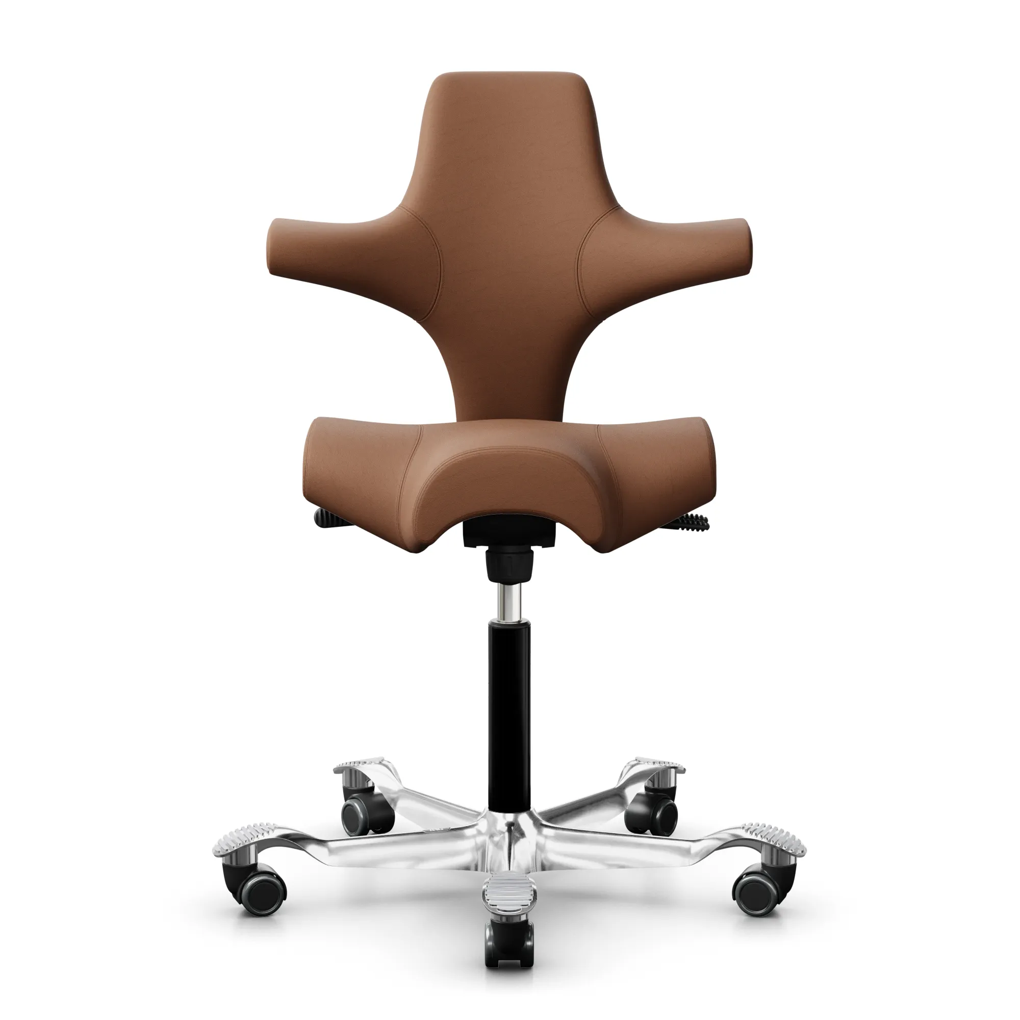 HAG Capisco 8106 ergonomischer Bürostuhl mit Sattelsitz aus Premium Leder, poliertes Fußkreuz - Produktbild 1
