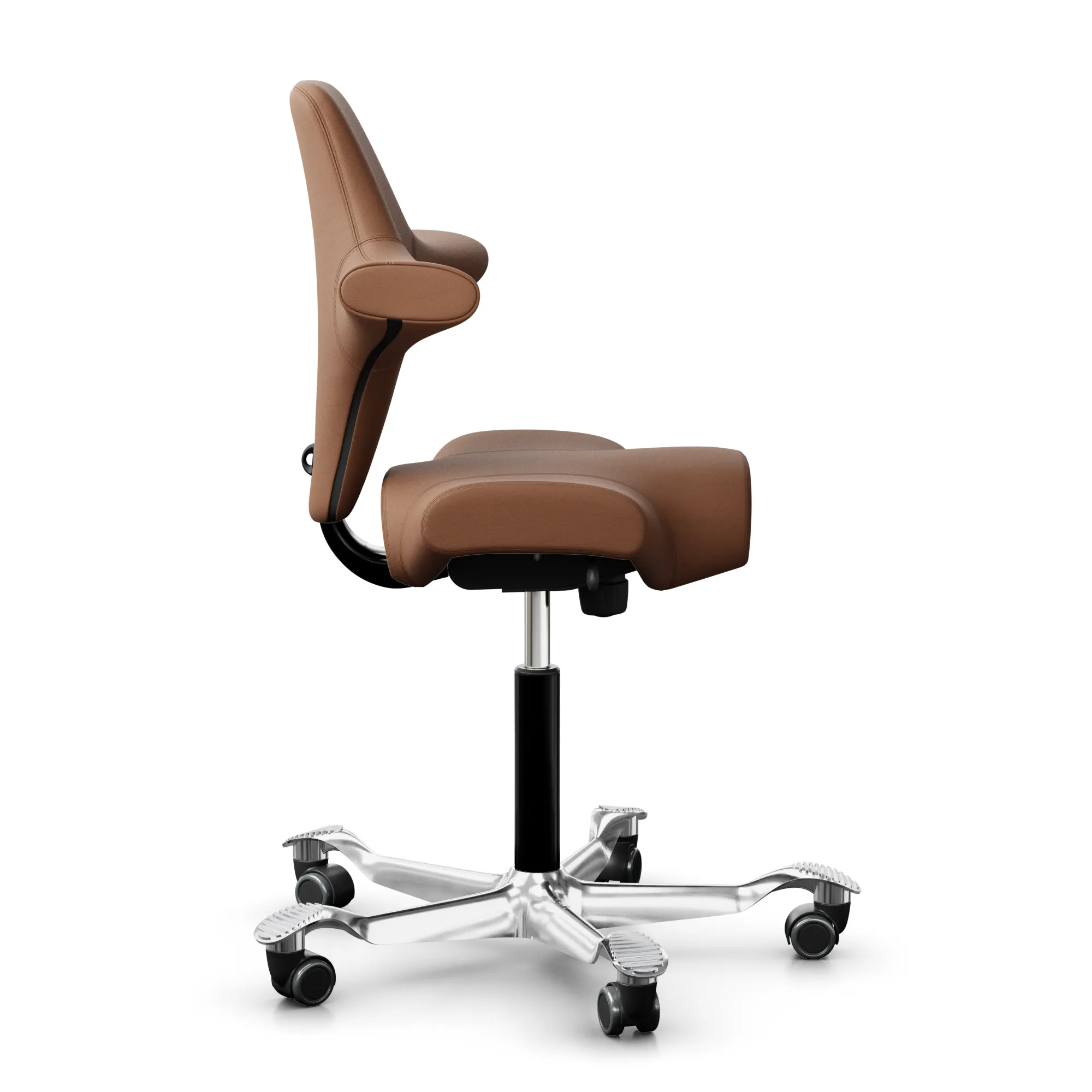 HAG Capisco 8106 ergonomischer Bürostuhl mit Sattelsitz aus Premium Leder, poliertes Fußkreuz - Produktbild 3