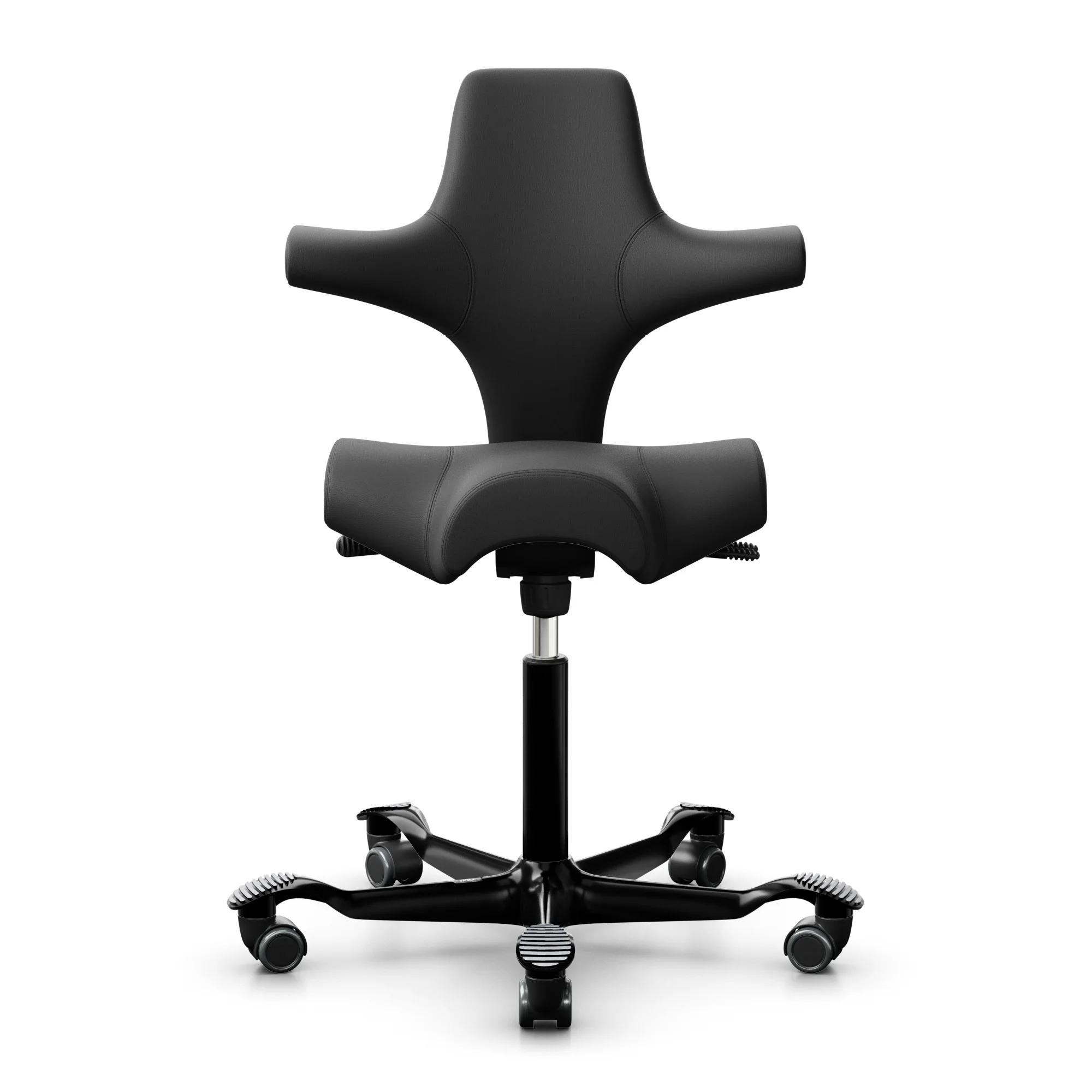 HAG Capisco 8106 ergonomischer Bürostuhl mit Sattelsitz aus Semi-Anilinleder schwarz