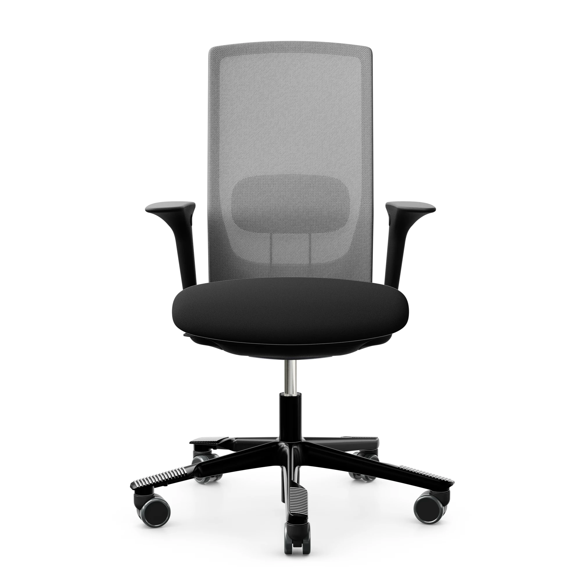 HAG Futu Mesh ergonomischer Bürostuhl Sitzbezug schwarz mit Leder-Armlehnen - Produktbild 1